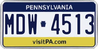 PA license plate MDW4513