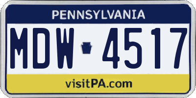PA license plate MDW4517