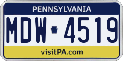 PA license plate MDW4519
