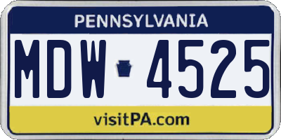 PA license plate MDW4525