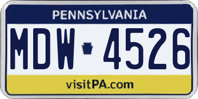 PA license plate MDW4526