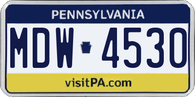 PA license plate MDW4530
