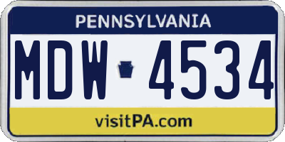 PA license plate MDW4534