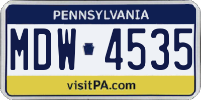 PA license plate MDW4535