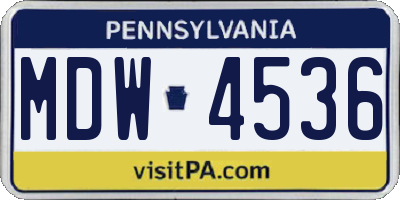 PA license plate MDW4536