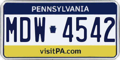 PA license plate MDW4542
