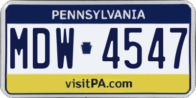 PA license plate MDW4547