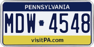 PA license plate MDW4548