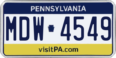 PA license plate MDW4549