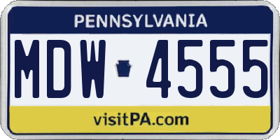 PA license plate MDW4555