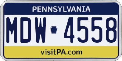 PA license plate MDW4558