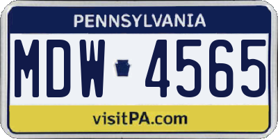 PA license plate MDW4565