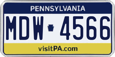 PA license plate MDW4566