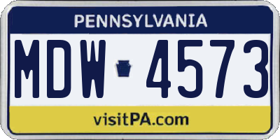 PA license plate MDW4573