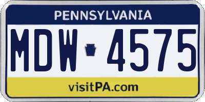 PA license plate MDW4575