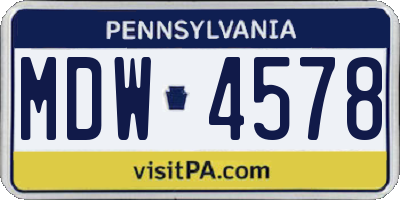 PA license plate MDW4578