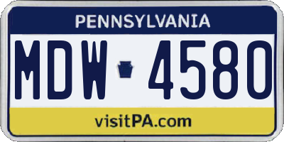 PA license plate MDW4580