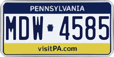 PA license plate MDW4585