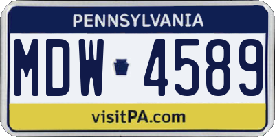 PA license plate MDW4589