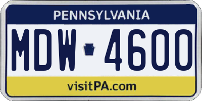 PA license plate MDW4600