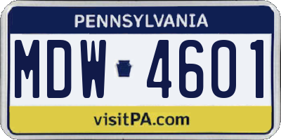 PA license plate MDW4601