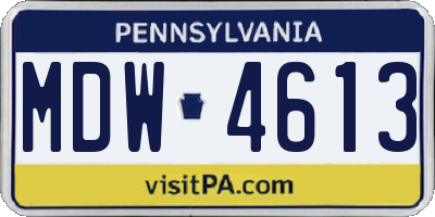 PA license plate MDW4613