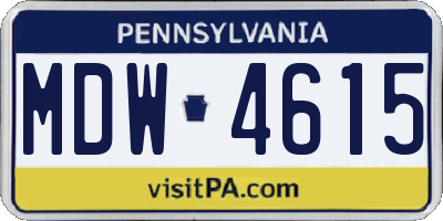 PA license plate MDW4615