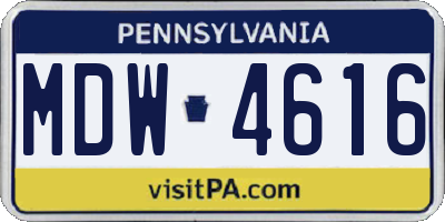 PA license plate MDW4616
