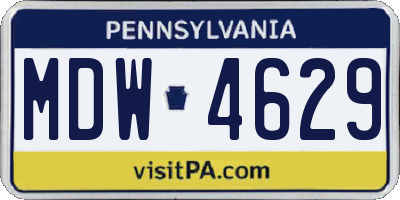 PA license plate MDW4629