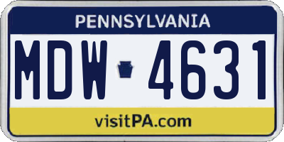 PA license plate MDW4631