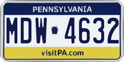 PA license plate MDW4632