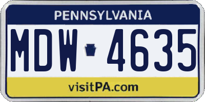 PA license plate MDW4635