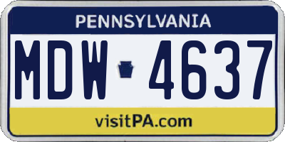 PA license plate MDW4637