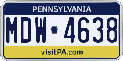 PA license plate MDW4638