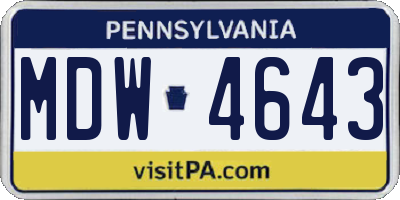PA license plate MDW4643