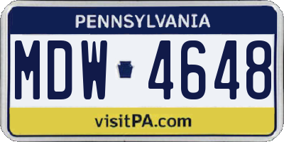 PA license plate MDW4648