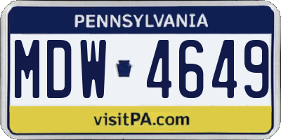 PA license plate MDW4649