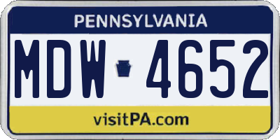 PA license plate MDW4652