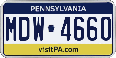 PA license plate MDW4660