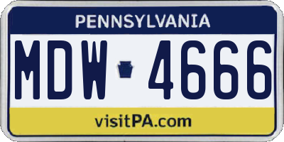 PA license plate MDW4666