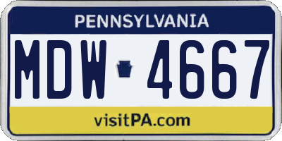PA license plate MDW4667