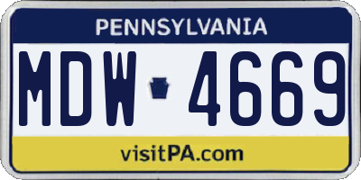 PA license plate MDW4669