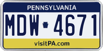 PA license plate MDW4671