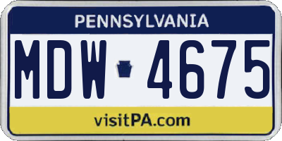 PA license plate MDW4675