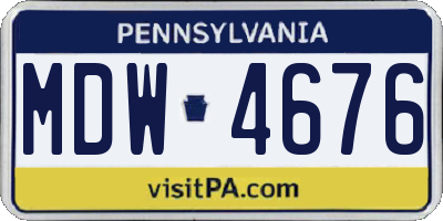 PA license plate MDW4676