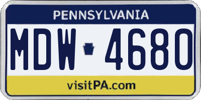 PA license plate MDW4680