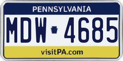 PA license plate MDW4685