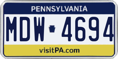 PA license plate MDW4694