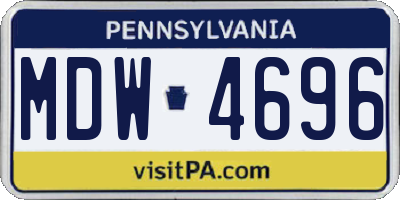 PA license plate MDW4696