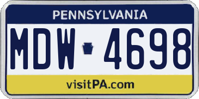 PA license plate MDW4698